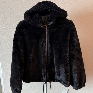 Lucky Brand Black Faux Fur Hooded Ski Jacket
